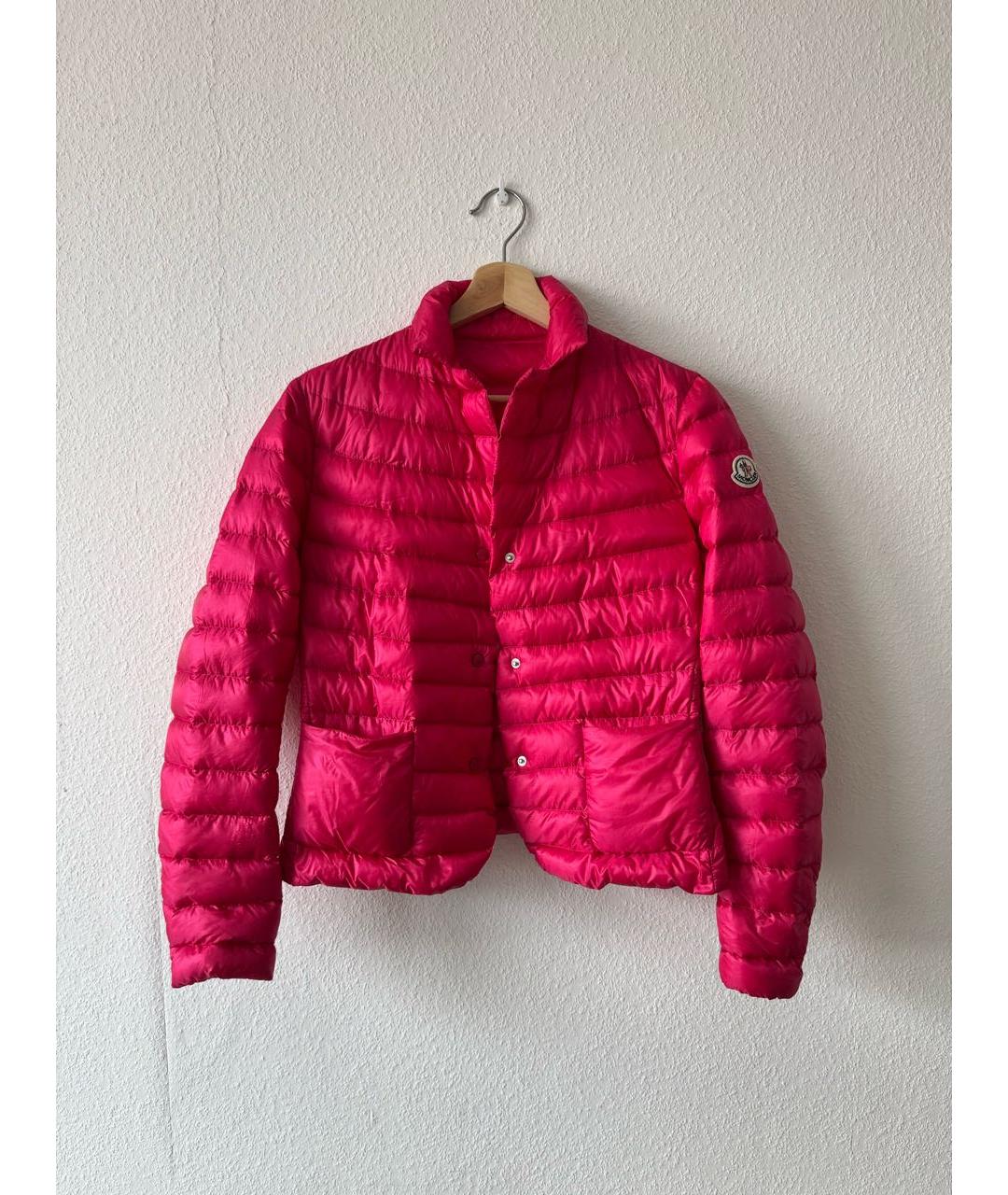 MONCLER Розовая полиэстеровая куртка, фото 8