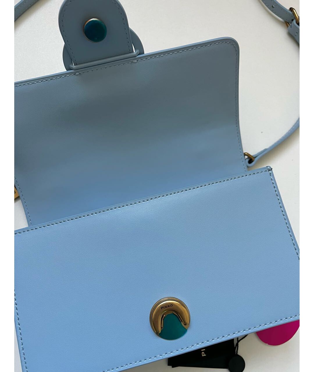 PINKO Голубая кожаная сумка через плечо, фото 5