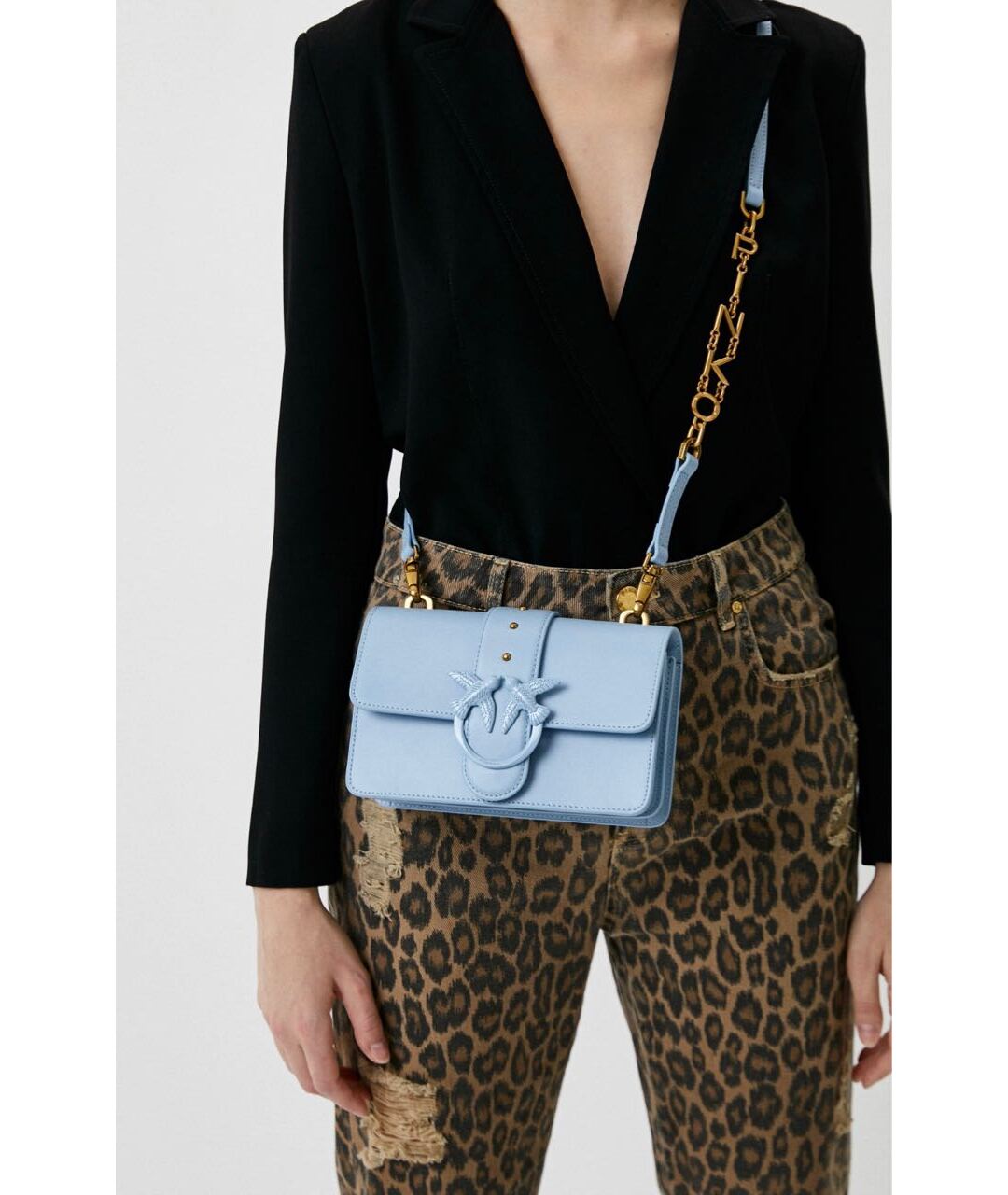 PINKO Голубая кожаная сумка через плечо, фото 8