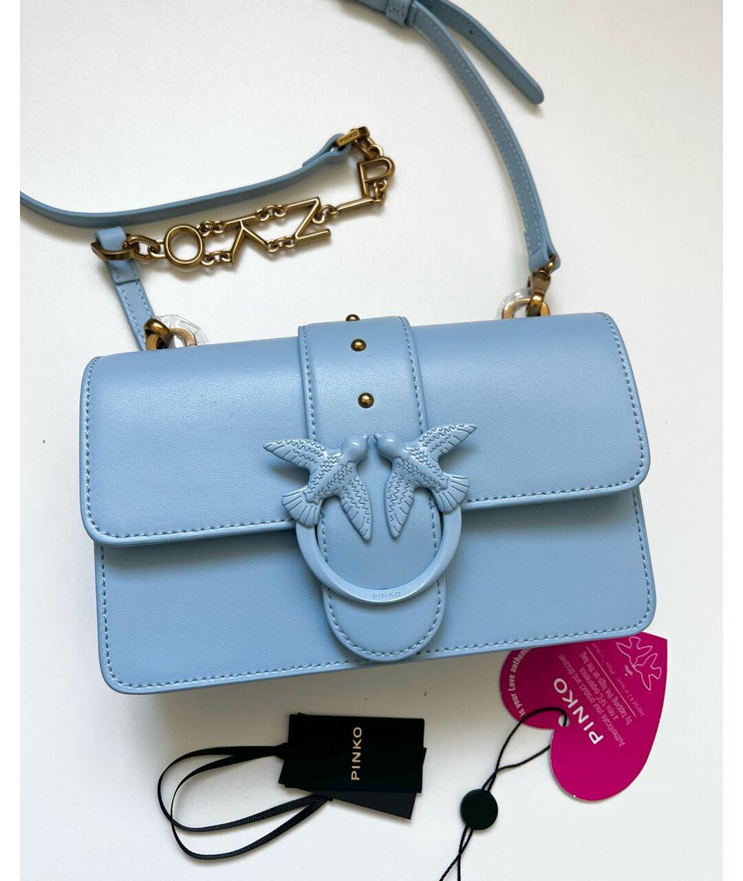 PINKO Голубая кожаная сумка через плечо, фото 2