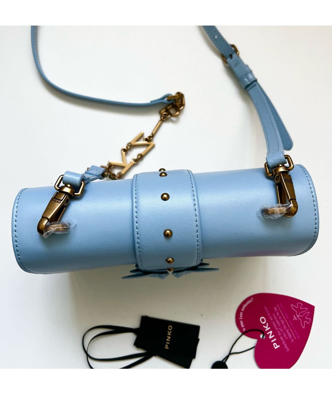 PINKO Голубая кожаная сумка через плечо, фото 3