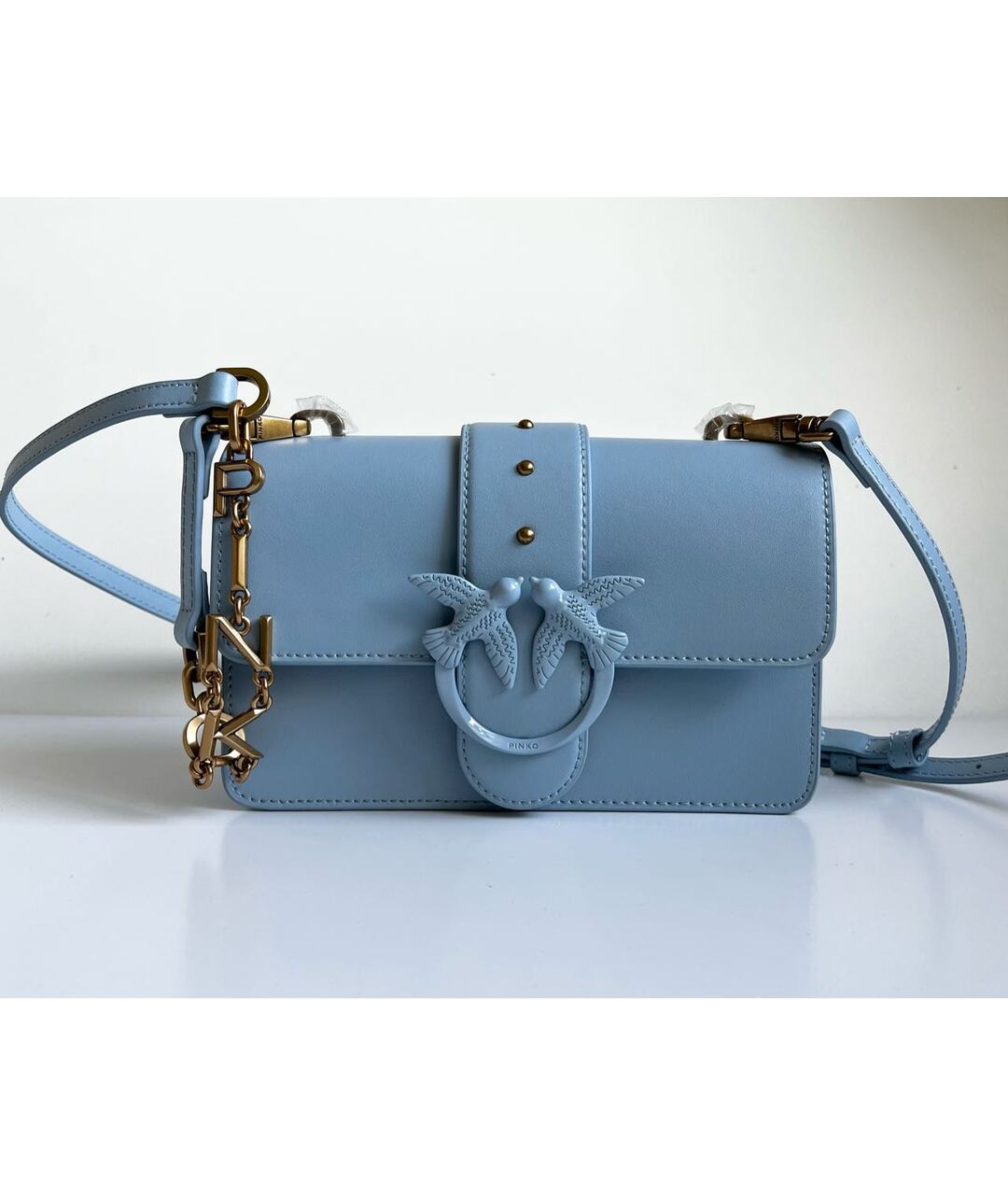 PINKO Голубая кожаная сумка через плечо, фото 9