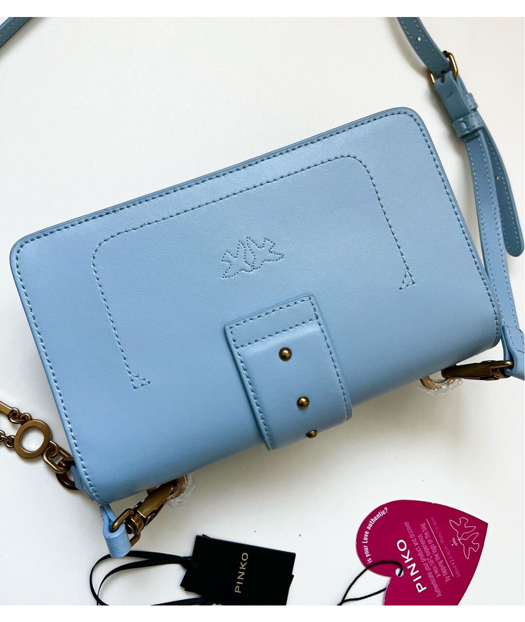 PINKO Голубая кожаная сумка через плечо, фото 4