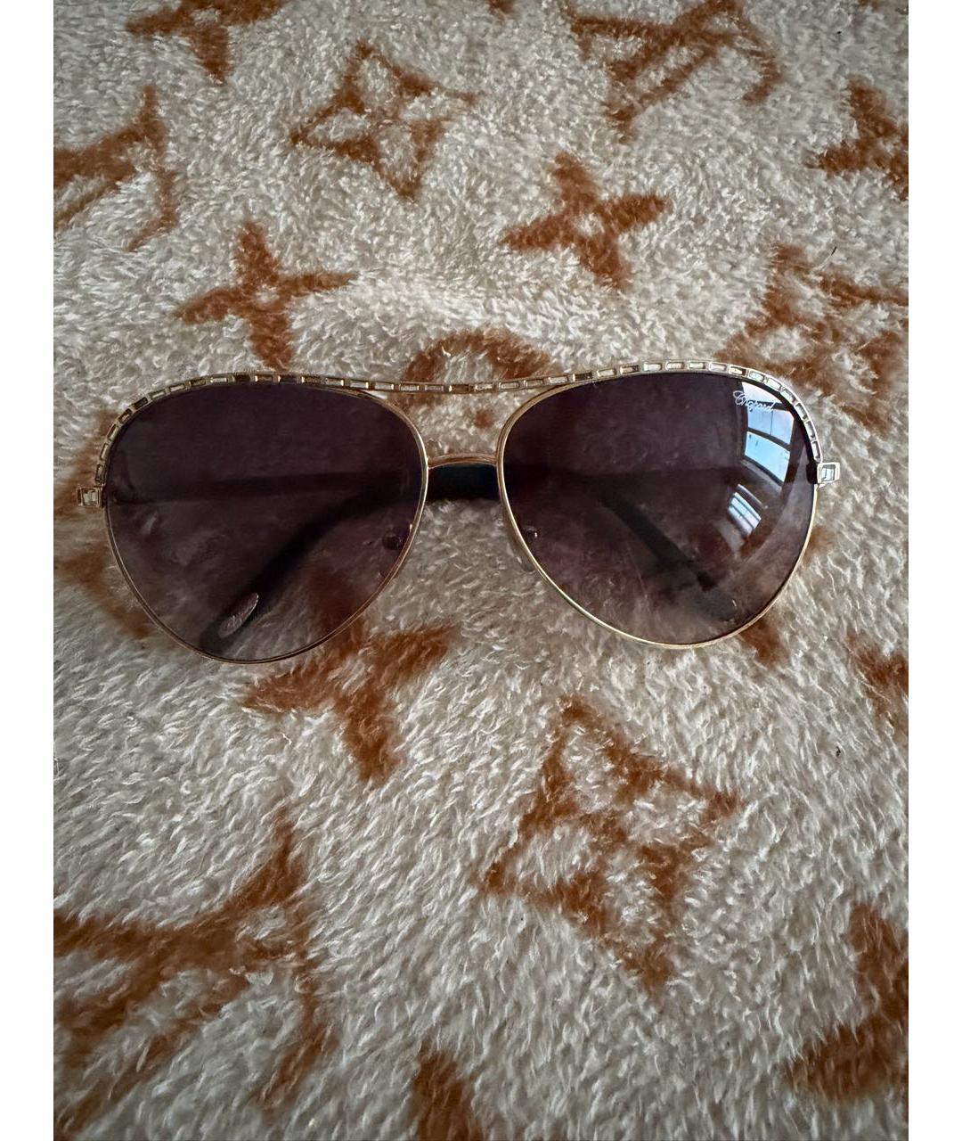 CHOPARD Золотые металлические солнцезащитные очки, фото 9