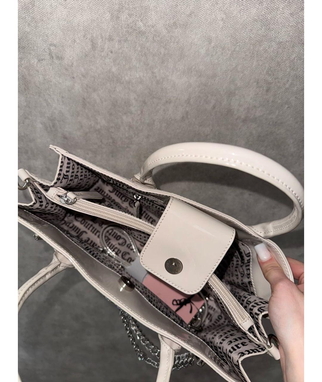 JUICY COUTURE Бежевая сумка с короткими ручками из лакированной кожи, фото 2