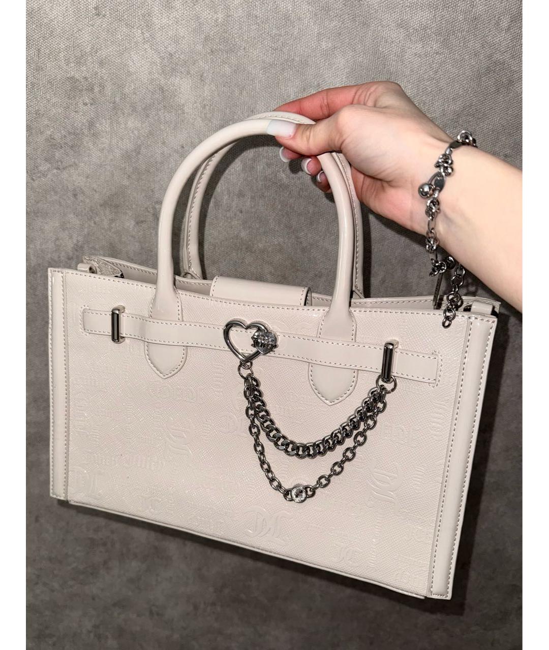 JUICY COUTURE Бежевая сумка с короткими ручками из лакированной кожи, фото 4