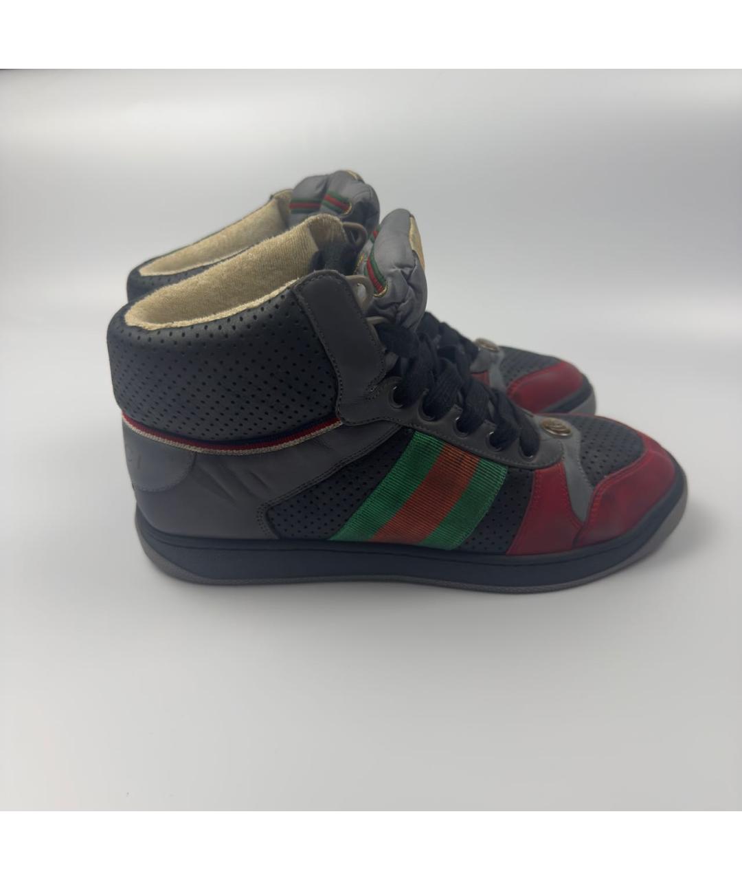 GUCCI Черные кожаные высокие кроссовки / кеды, фото 8