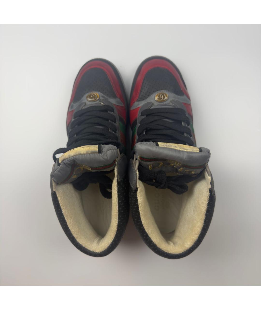 GUCCI Черные кожаные высокие кроссовки / кеды, фото 3