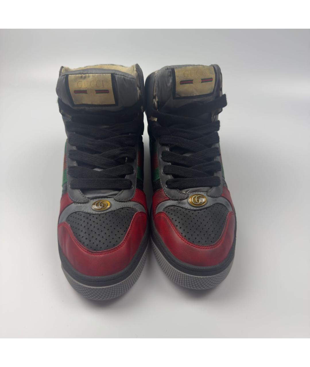 GUCCI Черные кожаные высокие кроссовки / кеды, фото 2