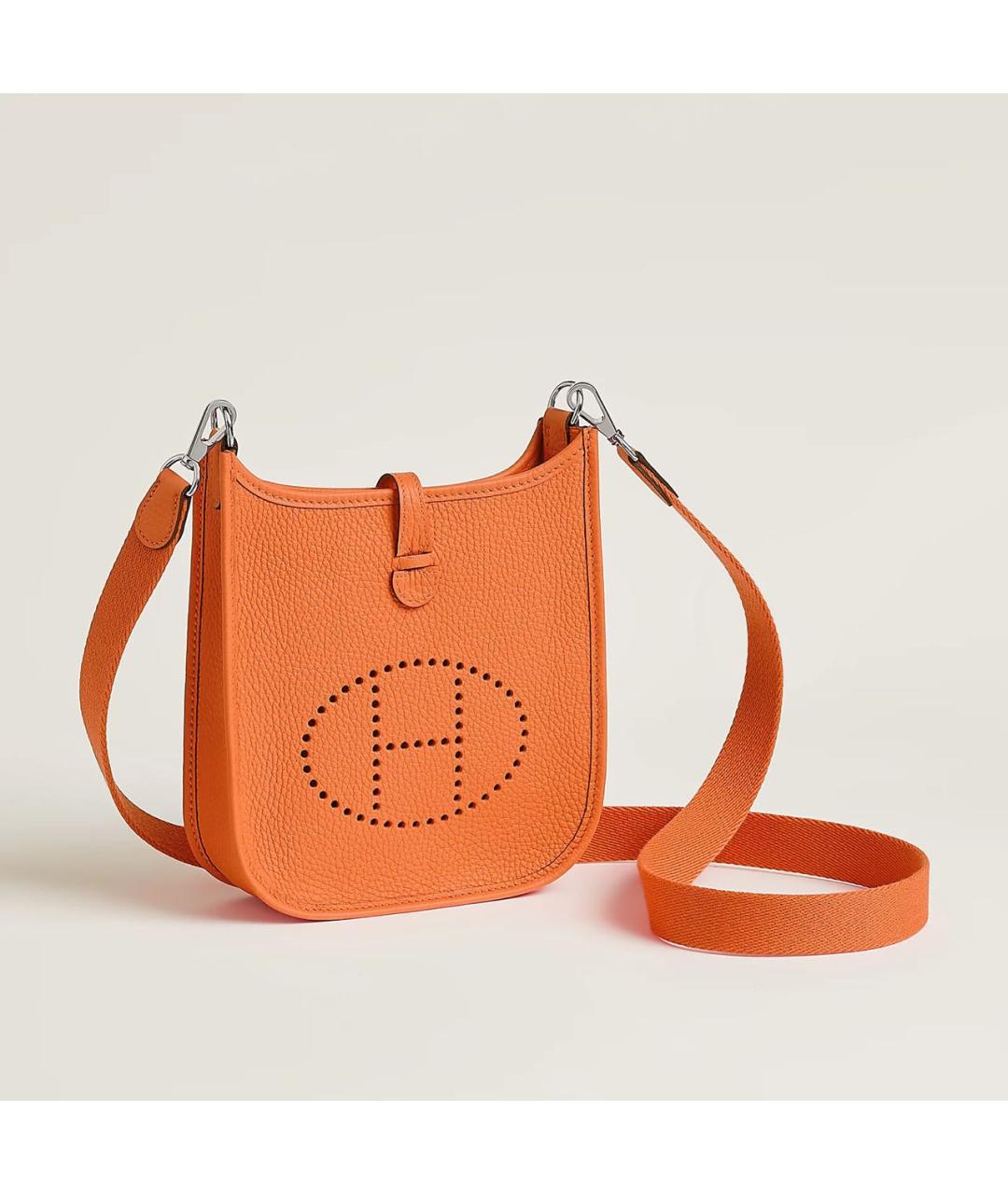 HERMES Оранжевая кожаная сумка через плечо, фото 2