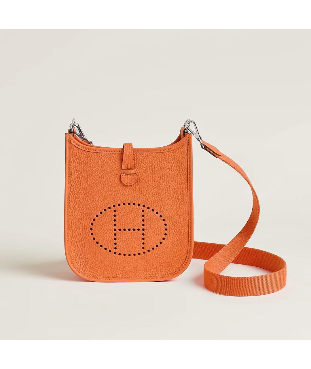 HERMES Оранжевая кожаная сумка через плечо, фото 9