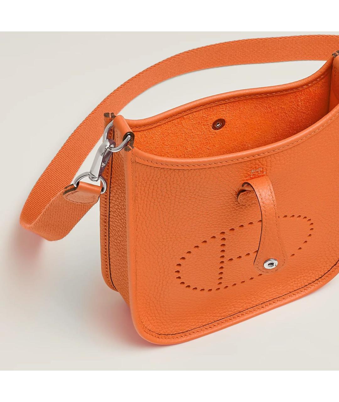 HERMES Оранжевая кожаная сумка через плечо, фото 4