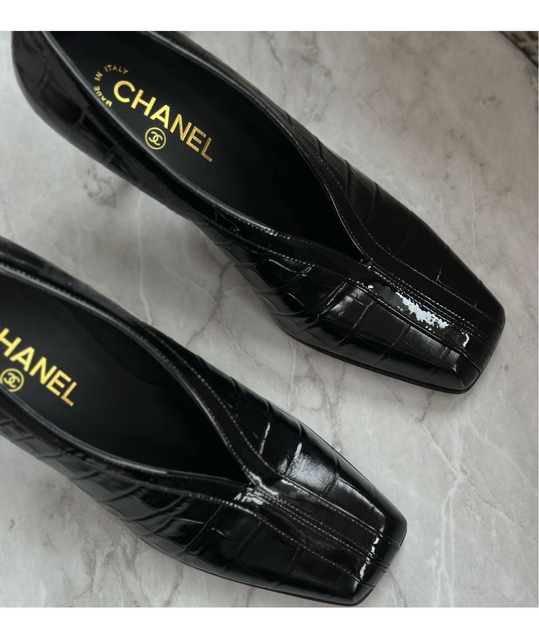 CHANEL Черные кожаные туфли, фото 3