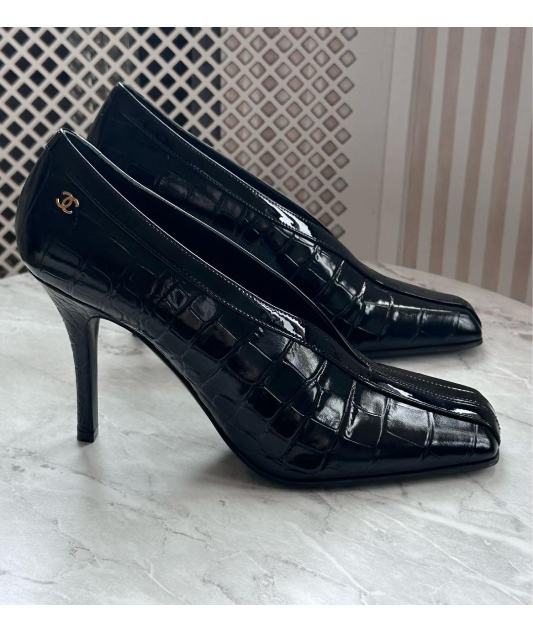 CHANEL Черные кожаные туфли, фото 4