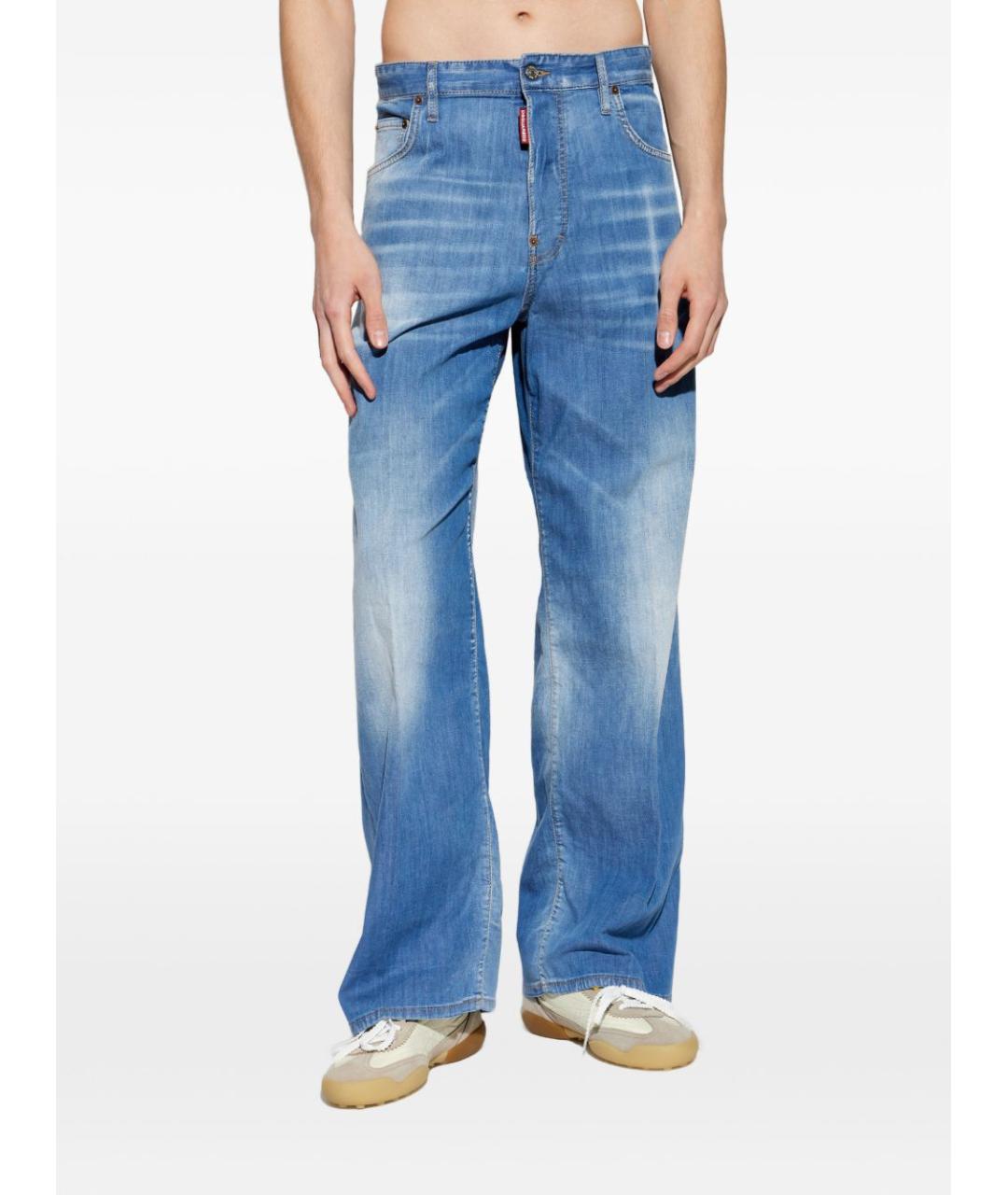 DSQUARED2 Синие хлопковые прямые джинсы, фото 4
