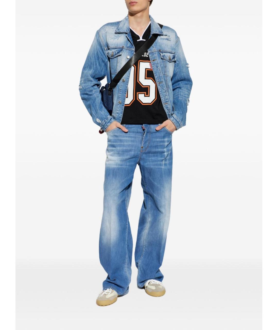 DSQUARED2 Синие хлопковые прямые джинсы, фото 3