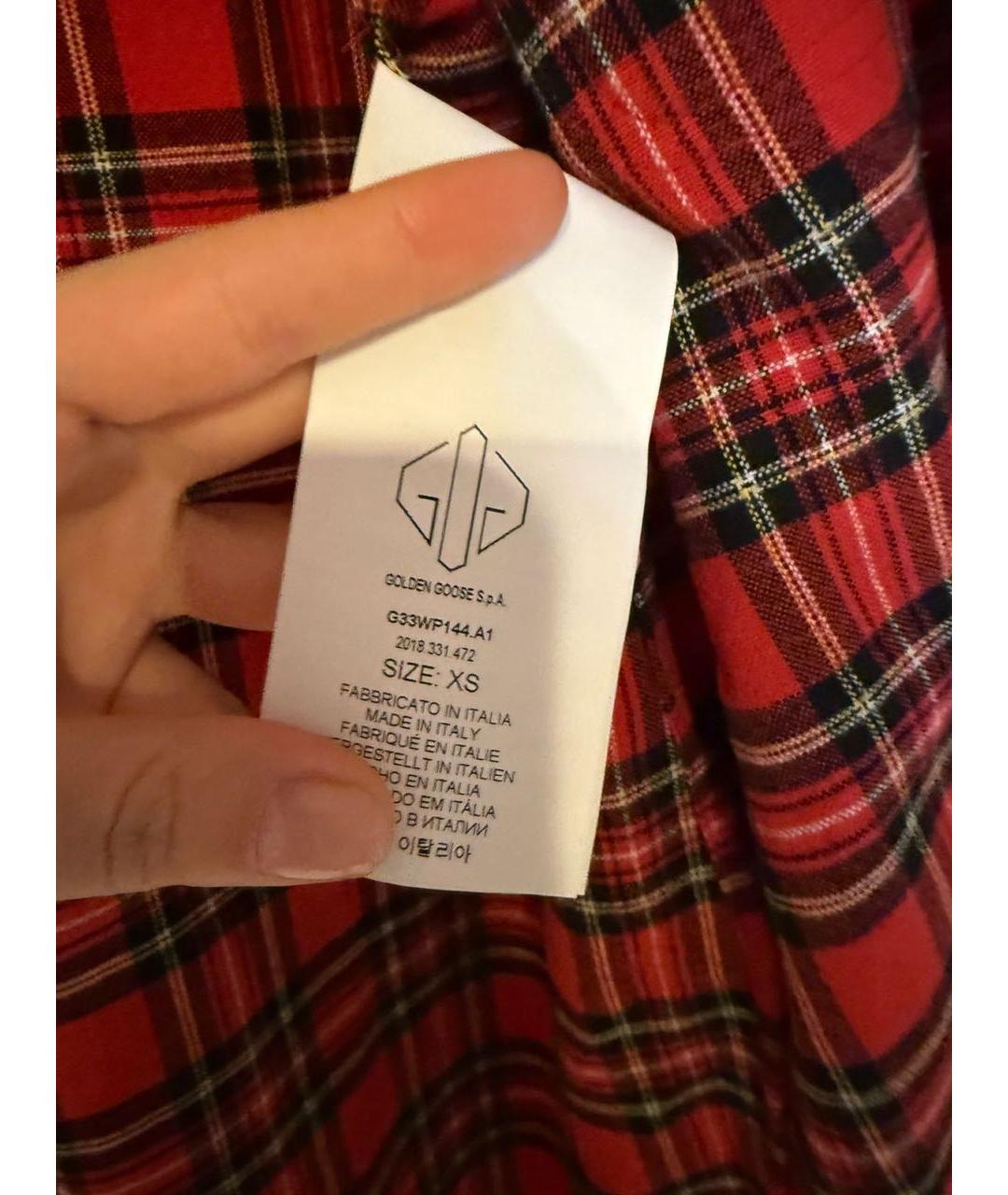 GOLDEN GOOSE DELUXE BRAND Красная хлопковая рубашка, фото 4