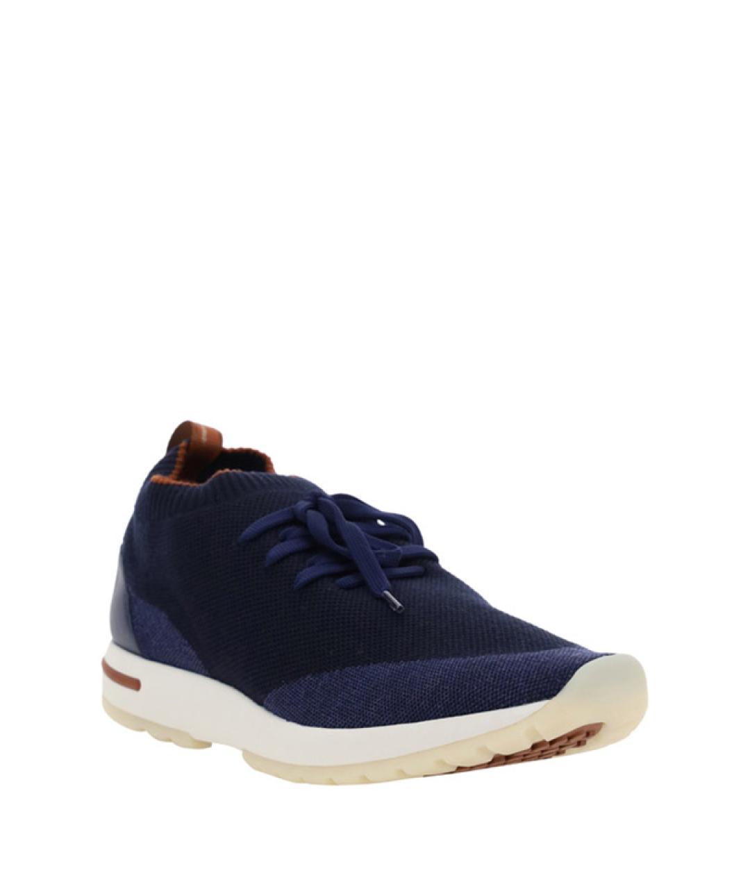 LORO PIANA Синие текстильные низкие кроссовки / кеды, фото 2