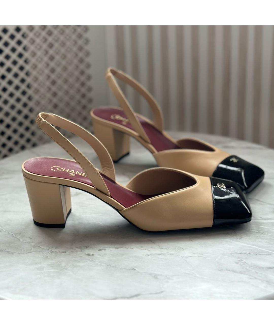 CHANEL Бежевые кожаные туфли, фото 5