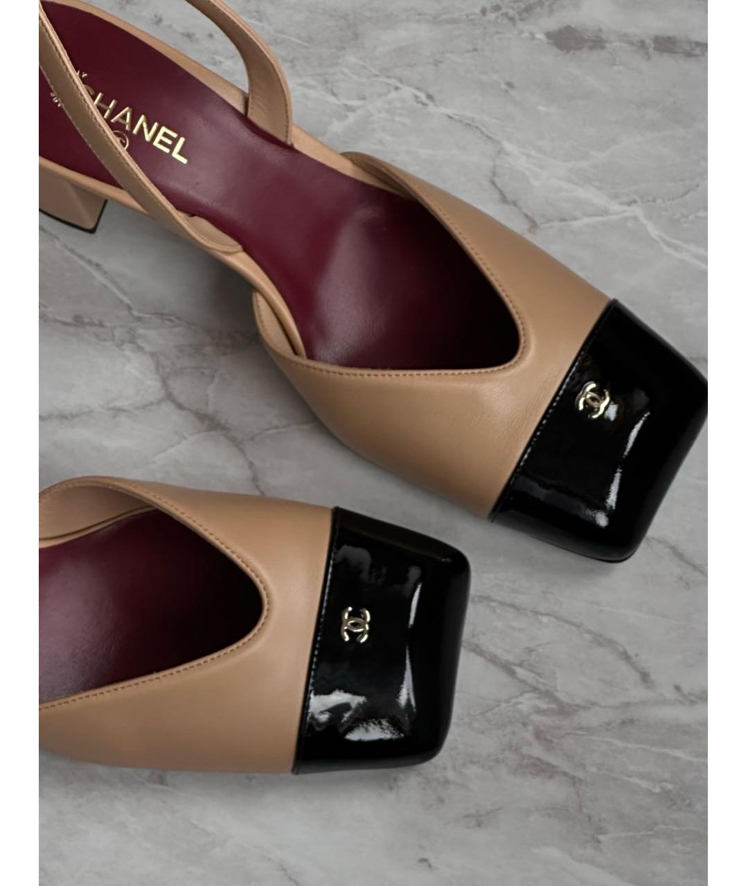 CHANEL Бежевые кожаные туфли, фото 4