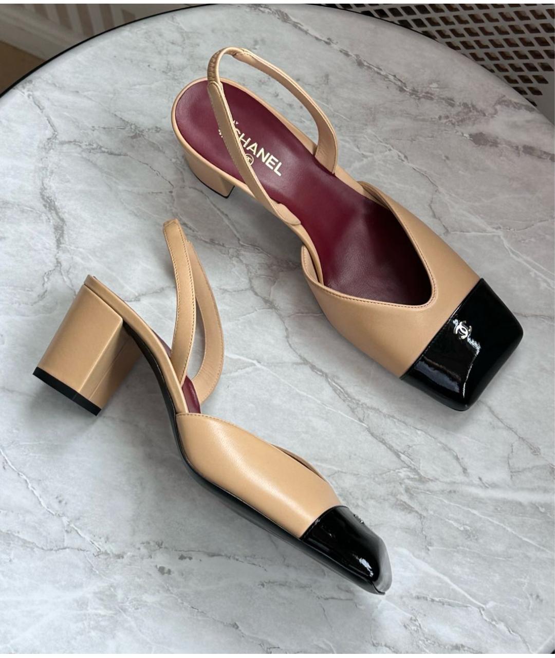 CHANEL Бежевые кожаные туфли, фото 2