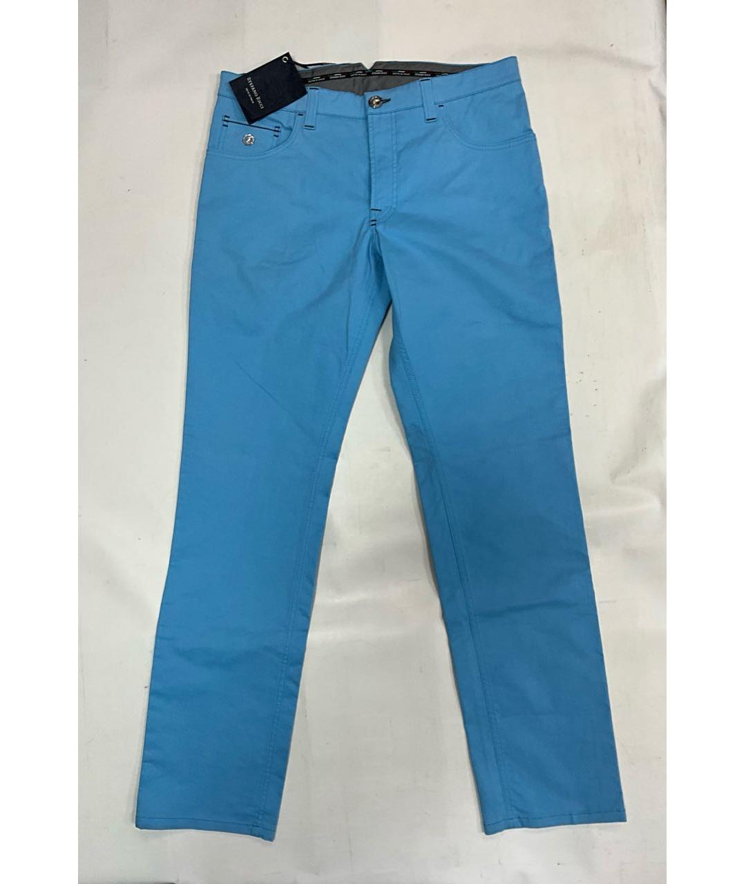 STEFANO RICCI Голубые хлопко-эластановые прямые джинсы, фото 9