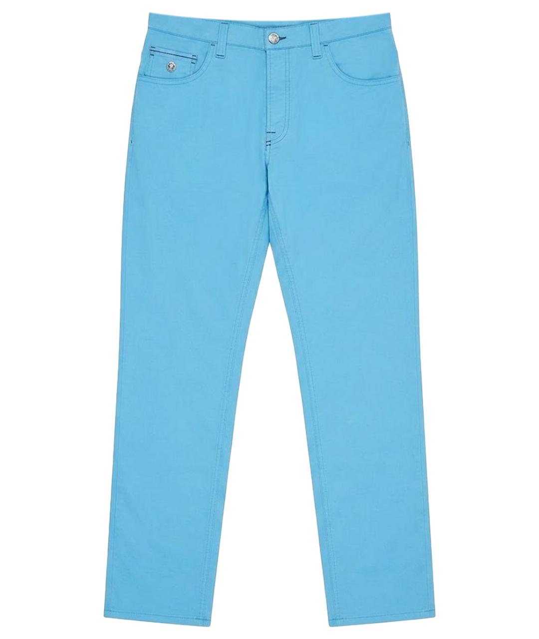 STEFANO RICCI Голубые хлопко-эластановые прямые джинсы, фото 1