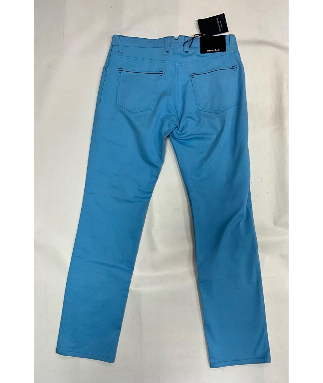 STEFANO RICCI Голубые хлопко-эластановые прямые джинсы, фото 2