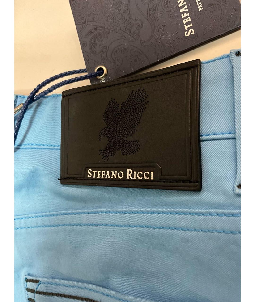 STEFANO RICCI Голубые хлопко-эластановые прямые джинсы, фото 7