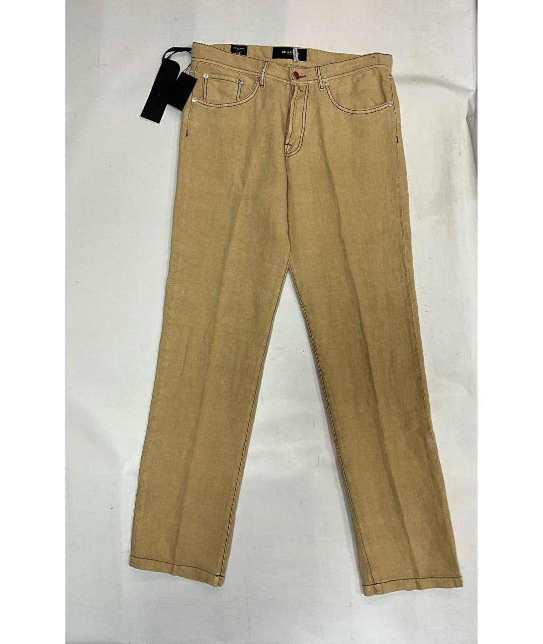 KITON Бежевые льняные повседневные брюки, фото 6