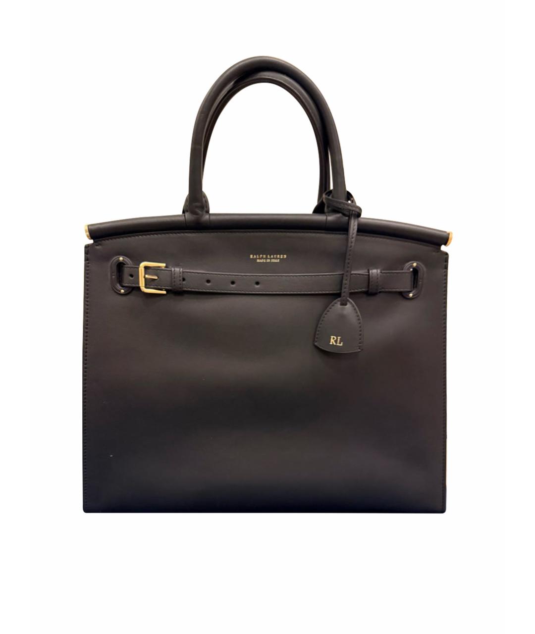 RALPH LAUREN Черная кожаная сумка тоут, фото 1