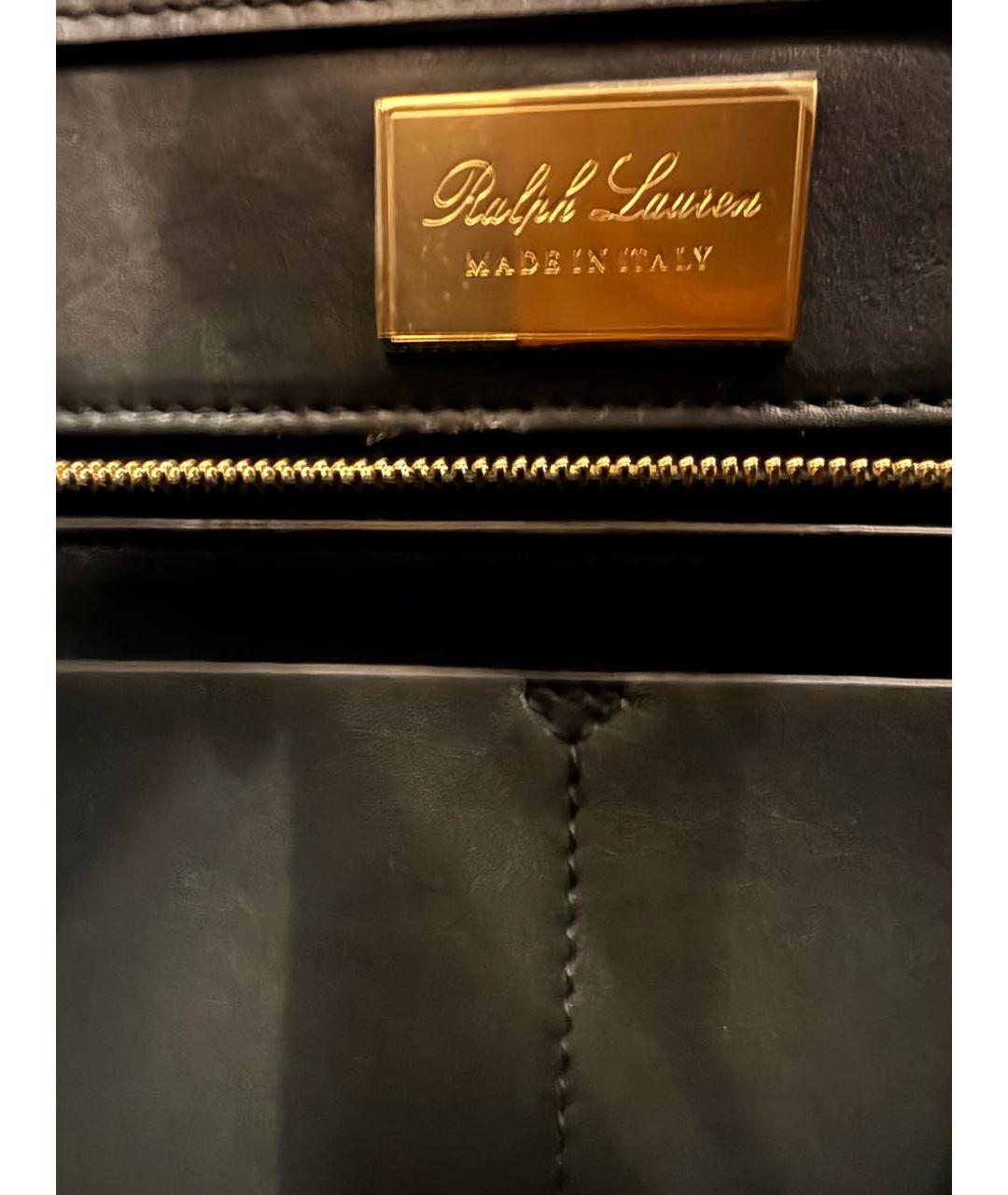RALPH LAUREN Черная кожаная сумка тоут, фото 3