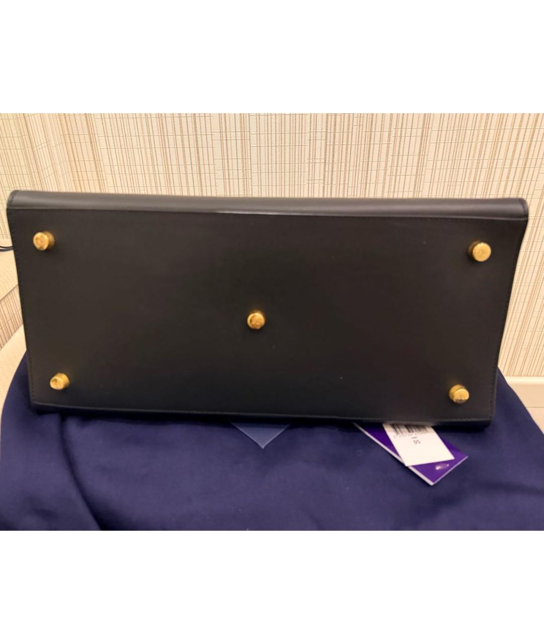 RALPH LAUREN Черная кожаная сумка тоут, фото 5