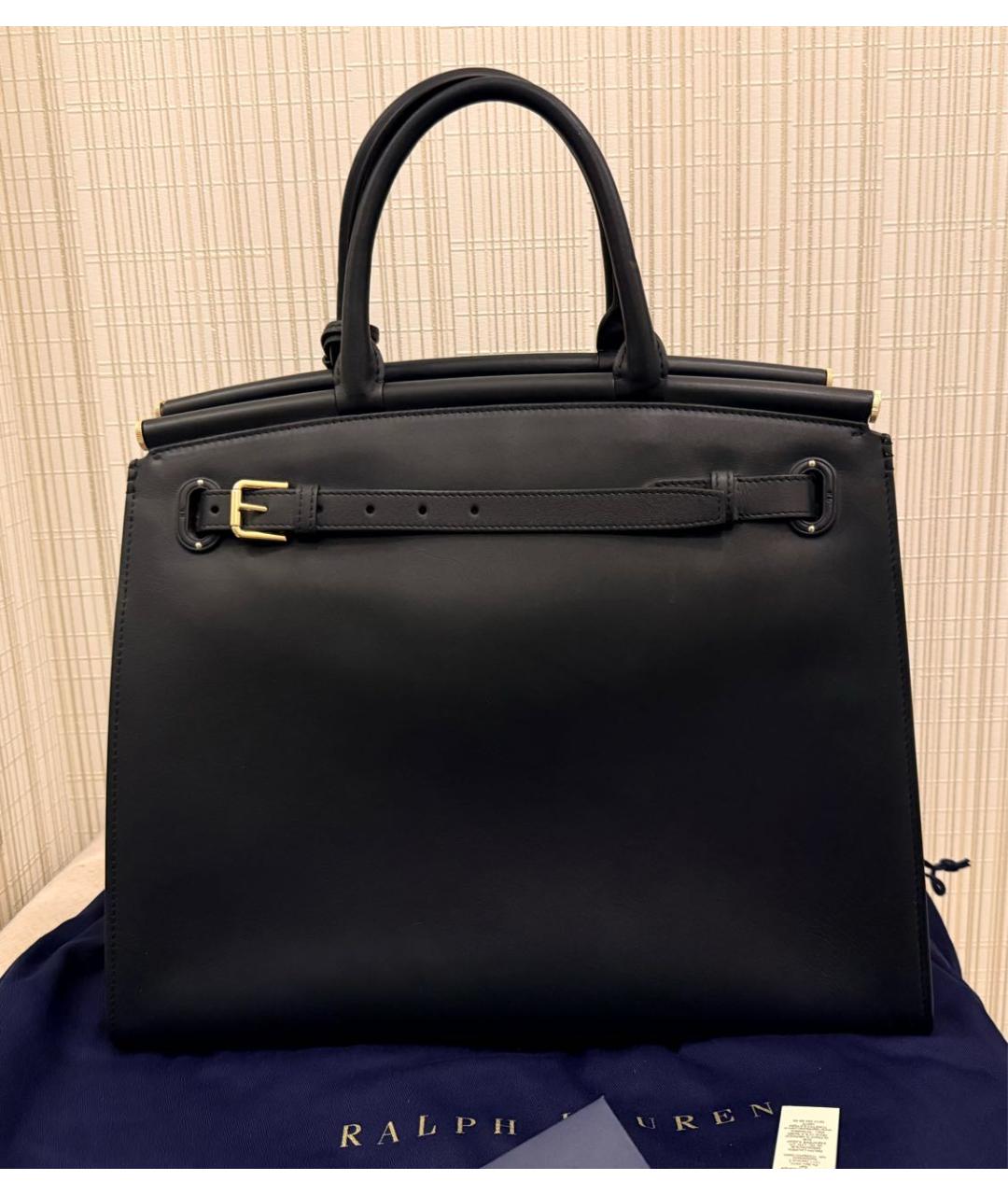 RALPH LAUREN Черная кожаная сумка тоут, фото 2