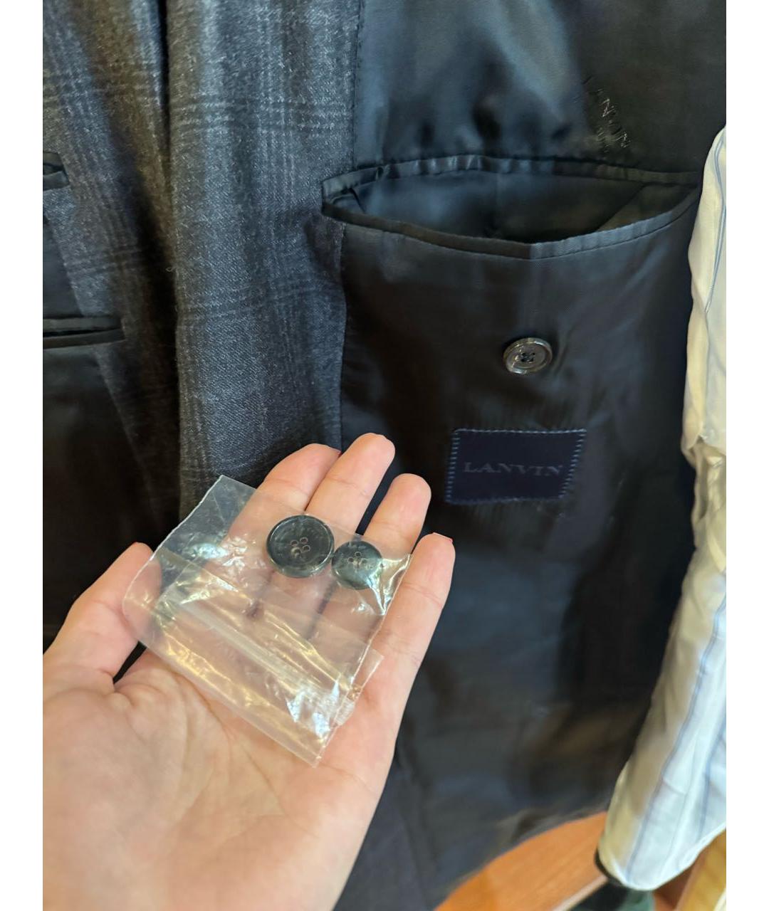 LANVIN Серый шерстяной пиджак, фото 4