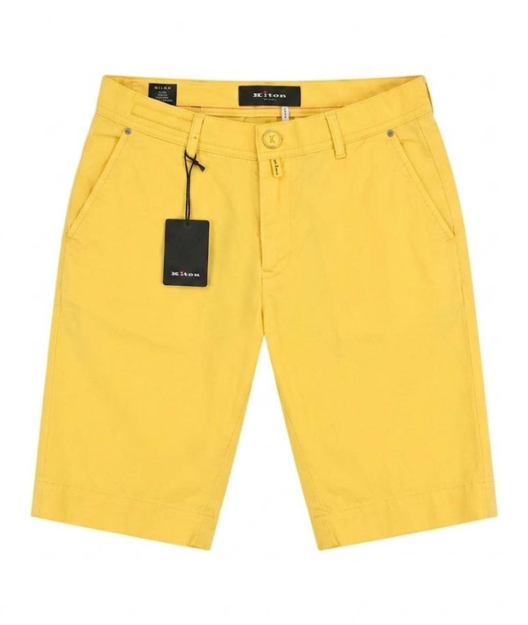 KITON Желтые хлопко-эластановые шорты, фото 1
