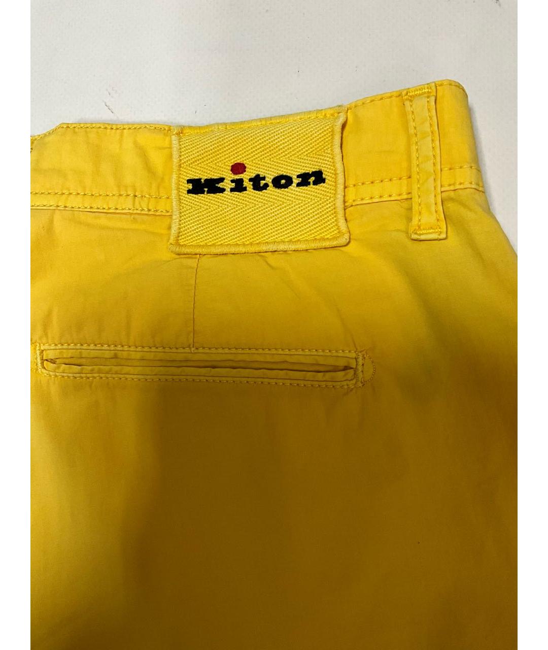 KITON Желтые хлопко-эластановые шорты, фото 7