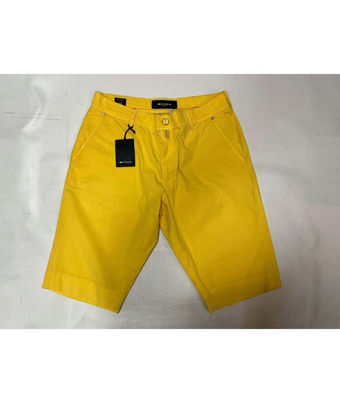 KITON Желтые хлопко-эластановые шорты, фото 8