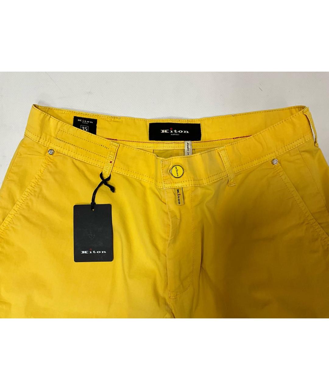 KITON Желтые хлопко-эластановые шорты, фото 3