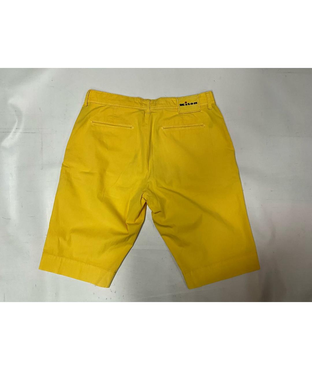 KITON Желтые хлопко-эластановые шорты, фото 6