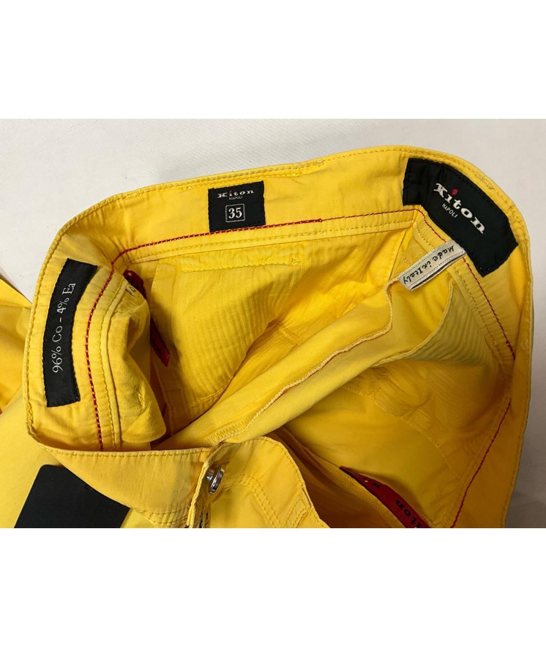 KITON Желтые хлопко-эластановые шорты, фото 5