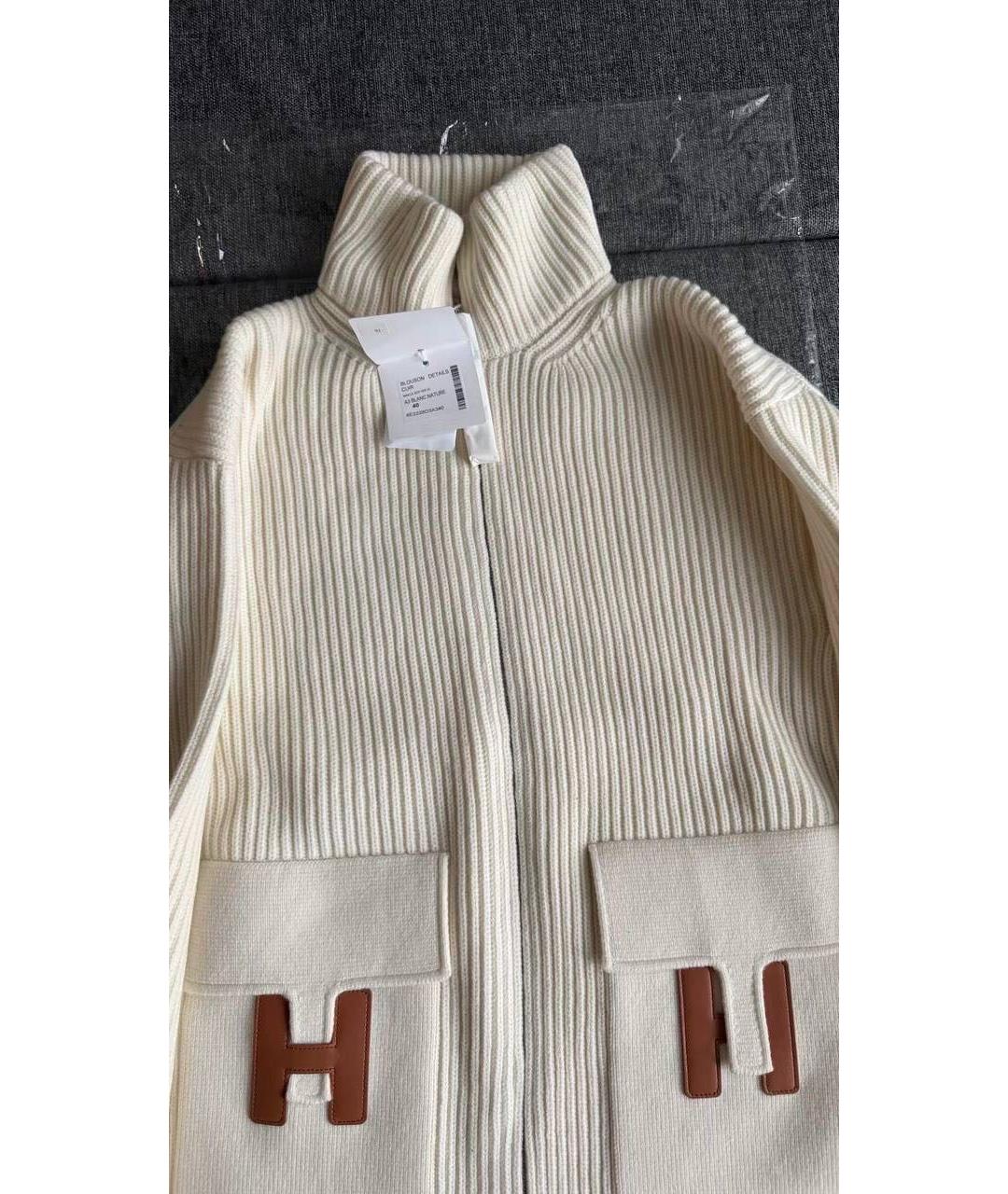 HERMES Бежевый шерстяной кардиган, фото 6