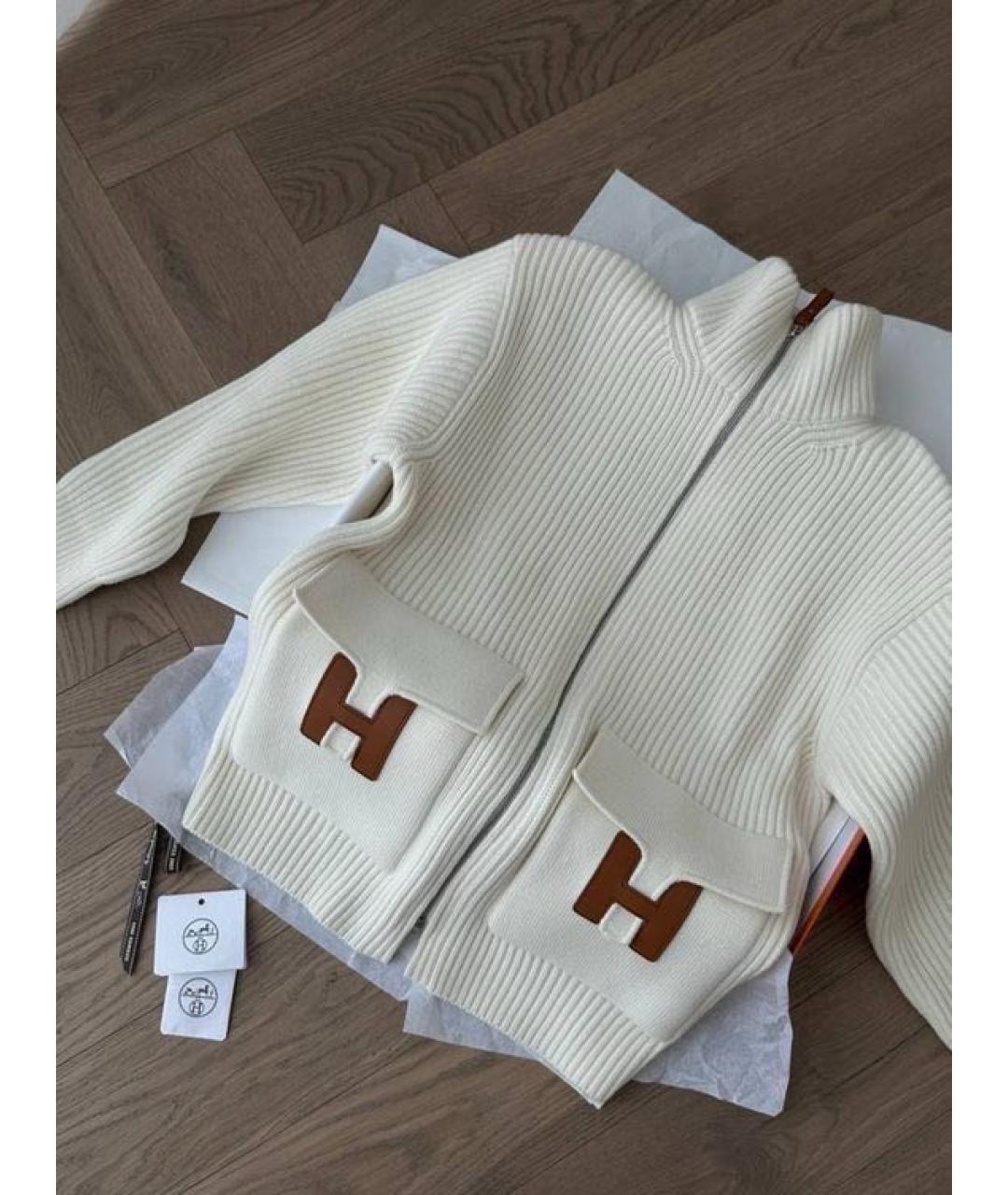 HERMES Бежевый шерстяной кардиган, фото 8