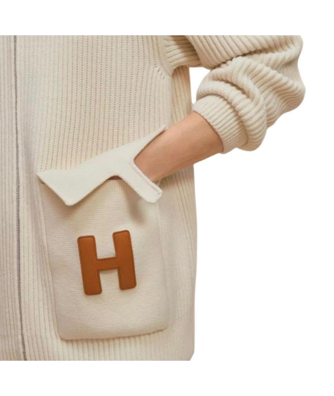 HERMES Бежевый шерстяной кардиган, фото 5