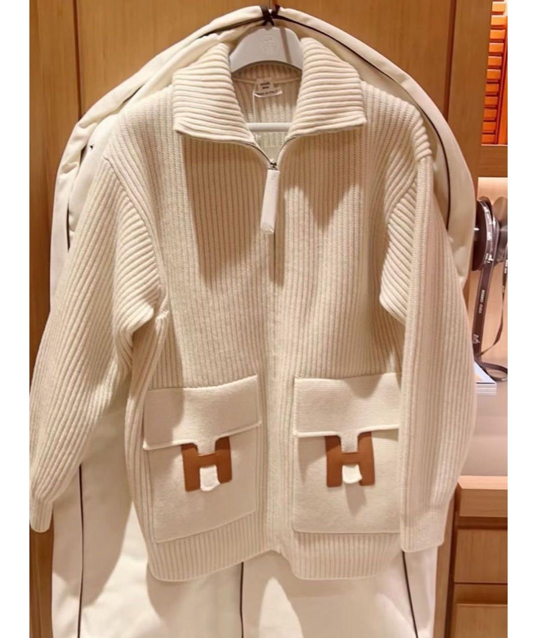 HERMES Бежевый шерстяной кардиган, фото 7