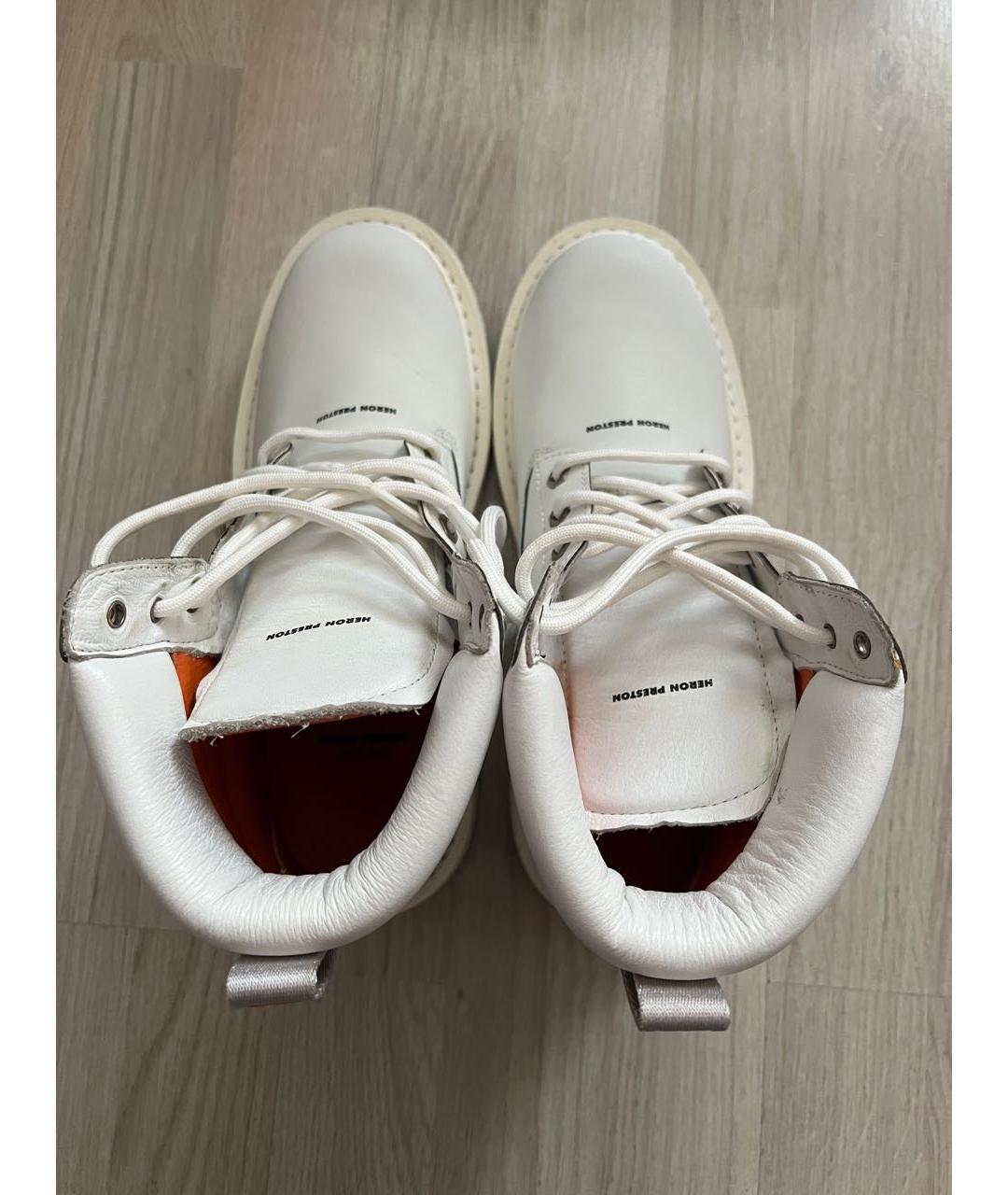 HERON PRESTON Белые кожаные ботинки, фото 3
