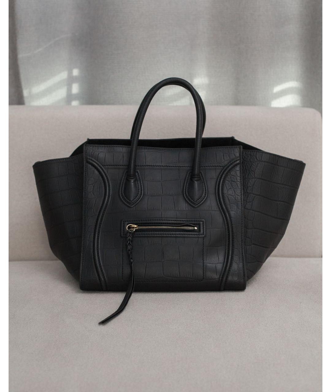 CELINE Черная кожаная сумка с короткими ручками, фото 8