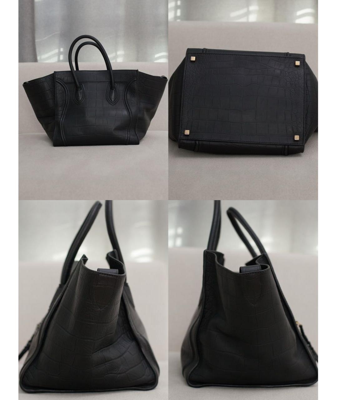 CELINE Черная кожаная сумка с короткими ручками, фото 5