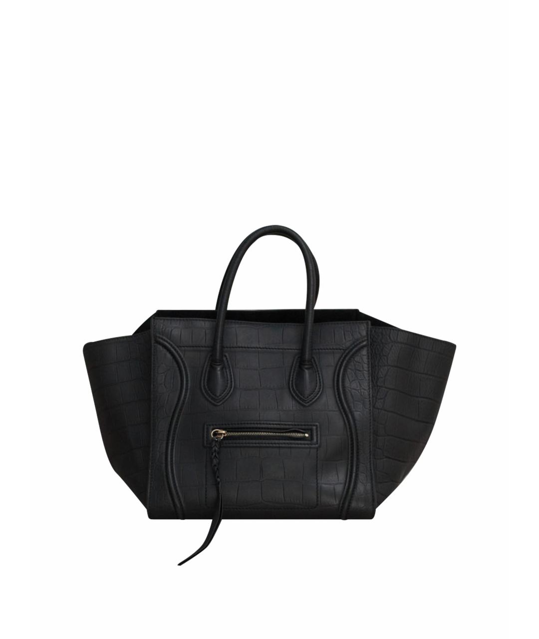 CELINE Черная кожаная сумка с короткими ручками, фото 1