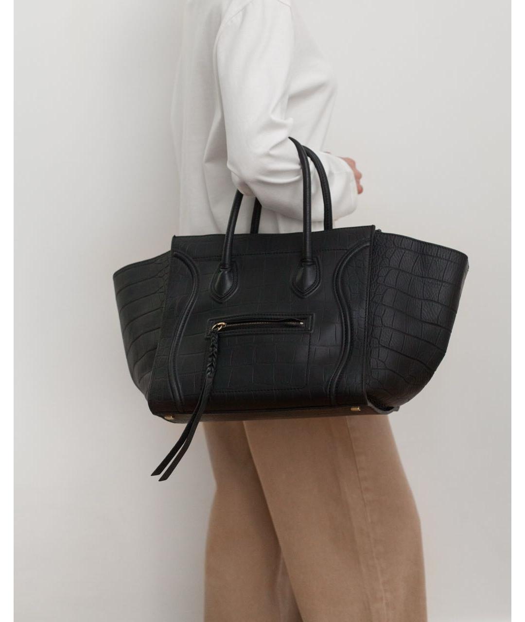 CELINE Черная кожаная сумка с короткими ручками, фото 2